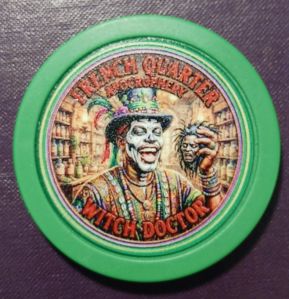 French Quarter Witch Doctor Apocrophery 2 inch poker chip, Halloween